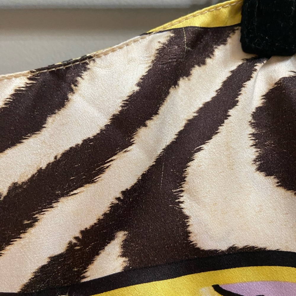Roberto Cavalli Yellow Floral Skirt with Black & White Zebra Waistband - Picture 14 of 16
